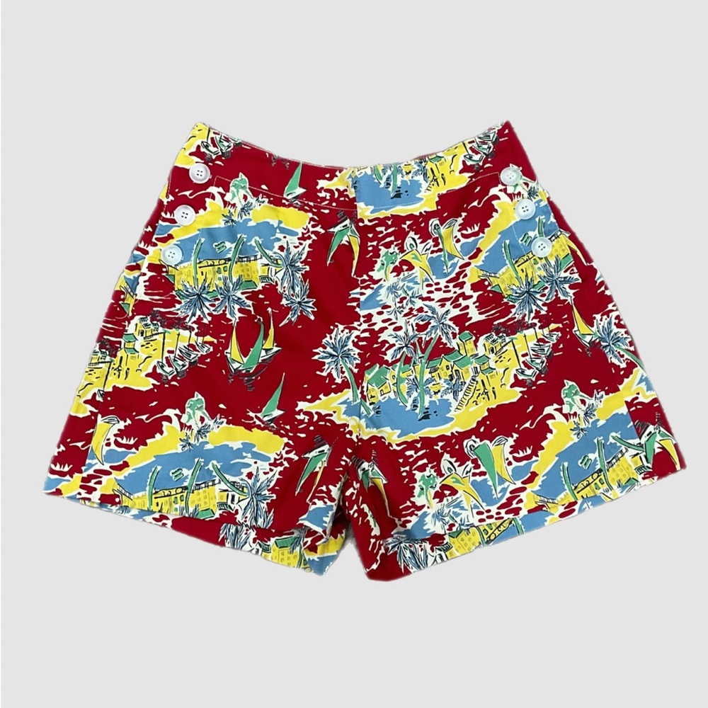 NWT Retrospec'd Red Tropical Print Skirt 1940s Button Shorts Repro